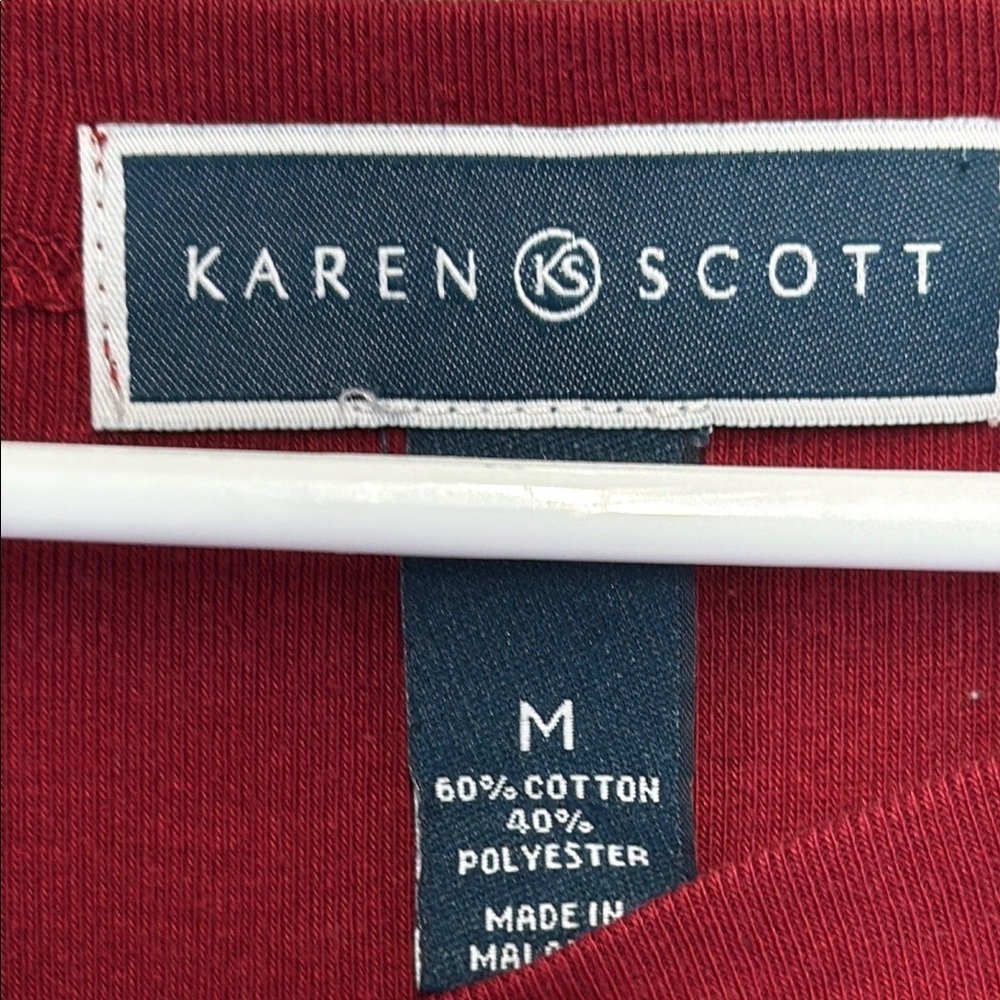 Karen Scott Red 3/4 Sleeve Fitted Blouse - Picture 2 of 6